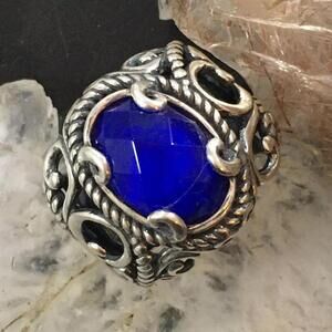 Carolyn Pollack Southwestern Style Sterling Lapis/Faceted Crystal Doublet Ring